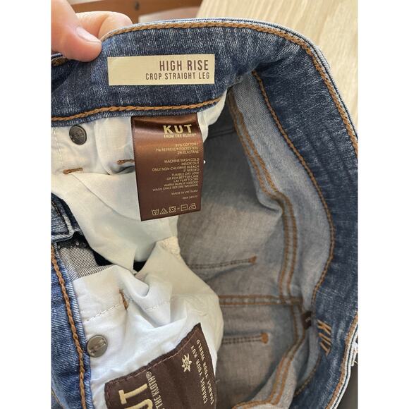 kut from the kloth Women’s high rise crop straight leg Denim Jeans Med Wash Sz 8 - Picture 3 of 6